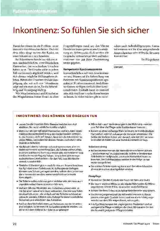 Vorschauseite 1: Inkontinenz: So fühlen Sie sich sicher