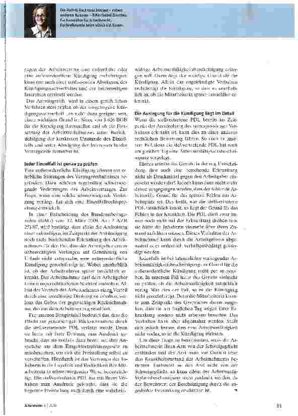 Vorschauseite 2: Krankmeldung angedroht: Wann die Kündigung rechtens ist