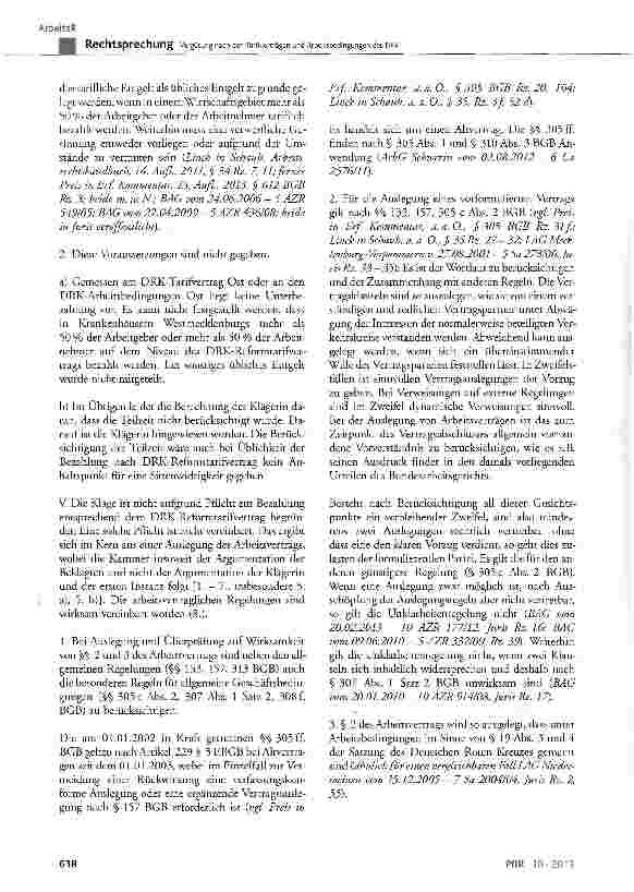 Vorschauseite 4: Vergütung nach den Tarifverträgen und Arbeitsbedingungen des DRK BGB§ 133, § 138, § 157, § 305c Abs. 2, § 307 Abs. 1 Satz 2; § 308 Nr. 4, § 611 Abs. 1;NachwG§ 2 Abs. 3 Satz 1; Sat…