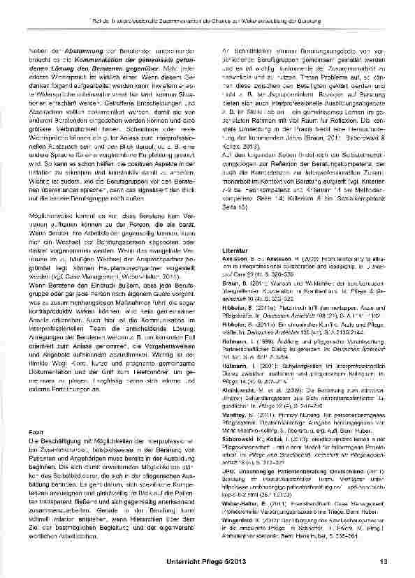 Vorschauseite 5: Interprofessionelle Zusammenarbeit als Chance zur Weiterentwicklung der Beratung