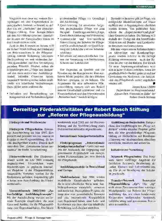 Vorschauseite 2: Der Stand der Pflegeausbildungs-Reform Robert Bosch Stiftung