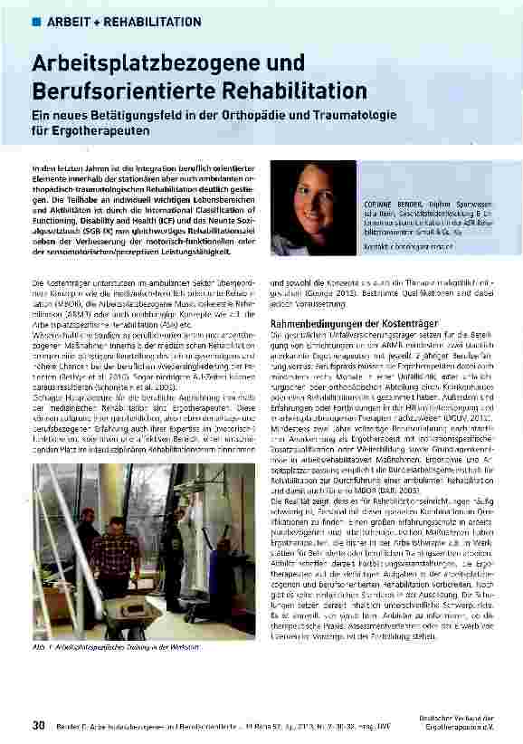 Vorschauseite 1: Arbeitsplatzbezogene und Berufsorientierte Rehabilitation