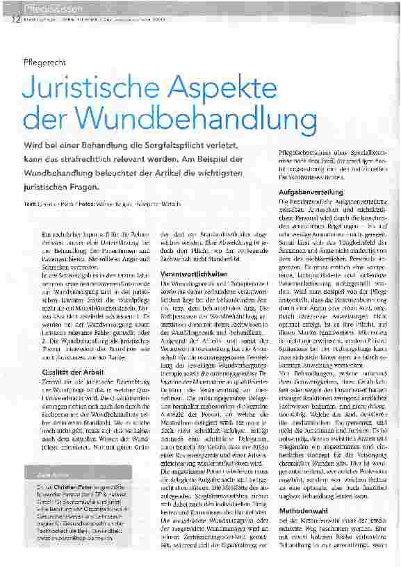 Vorschauseite 1: Juristische Aspekte der Wundbehandlung