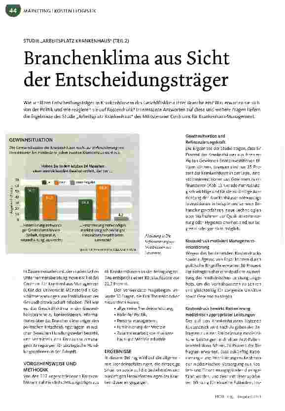 Vorschauseite 1: Branchenklima aus Sicht der Entscheidungsträger