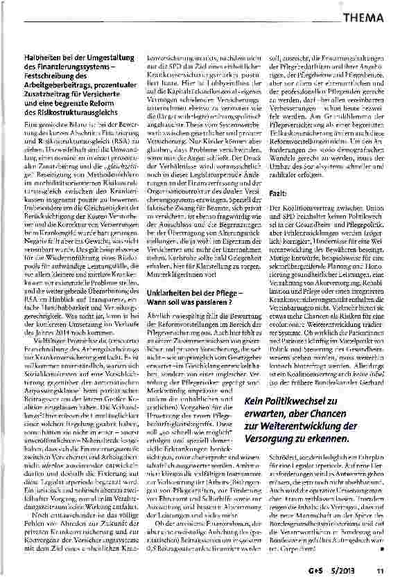 Vorschauseite 4: Die Koalition der Unwilligen -Grundrisse für die Gesundheitsund Pflegepolitik der Großen Koalition