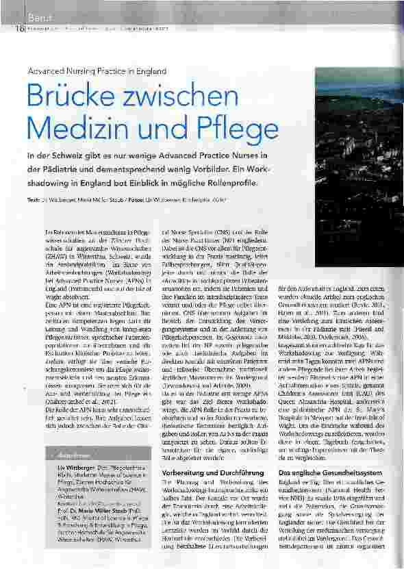 Vorschauseite 1: Brücke zwischen Medizin und Pflege