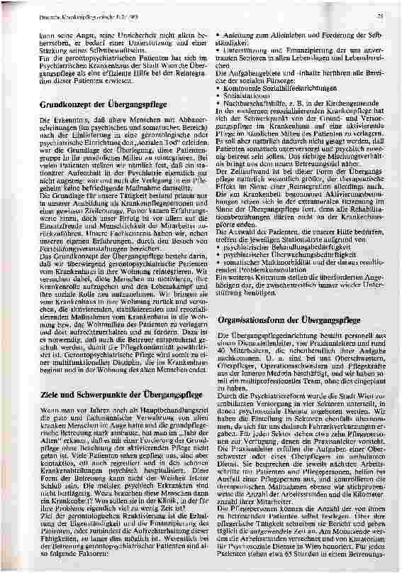 Vorschauseite 2: Übergangspflege - Eine neue Form der gemeindepflegerischen Betreuung gerontopsychiatrischer Patienten