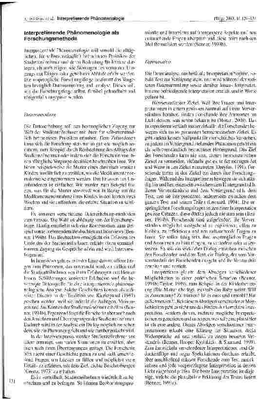 Vorschauseite 4: Interpretierende Phänomenologie: eine qualitative Forschungsmethode für die Pflege