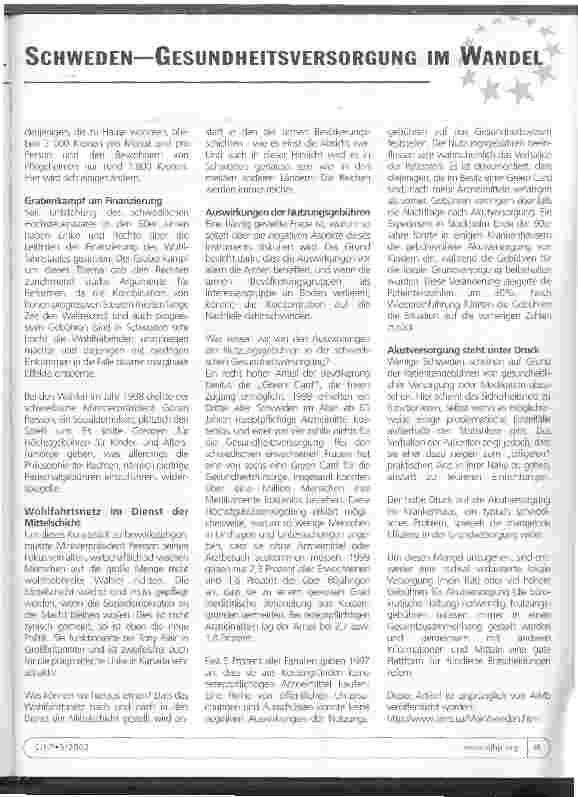 Vorschauseite 3: Nutzungsgebühren für die Gesundheitsversorgung in Schweden Eine drohende Spaltung oder ein Instrument für Solidarität?
