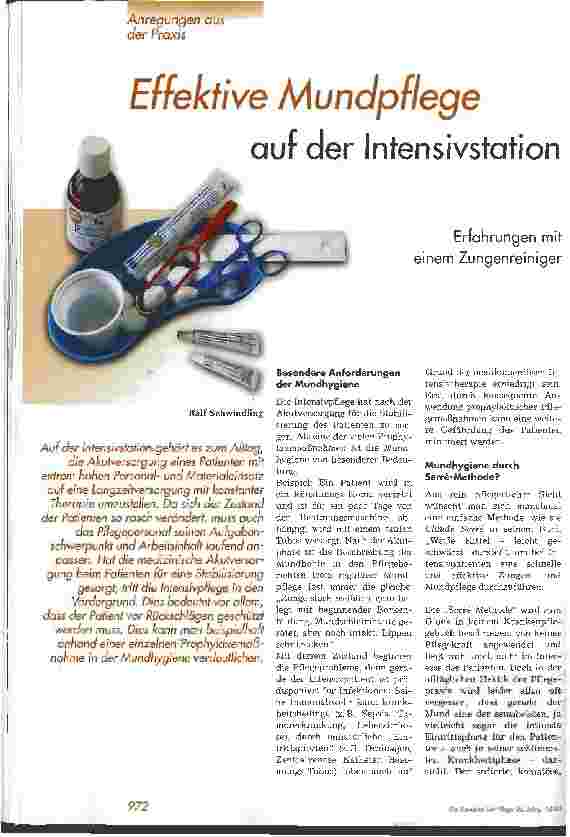 Vorschauseite 1: Effektive Mundpflege auf der Intensivstation