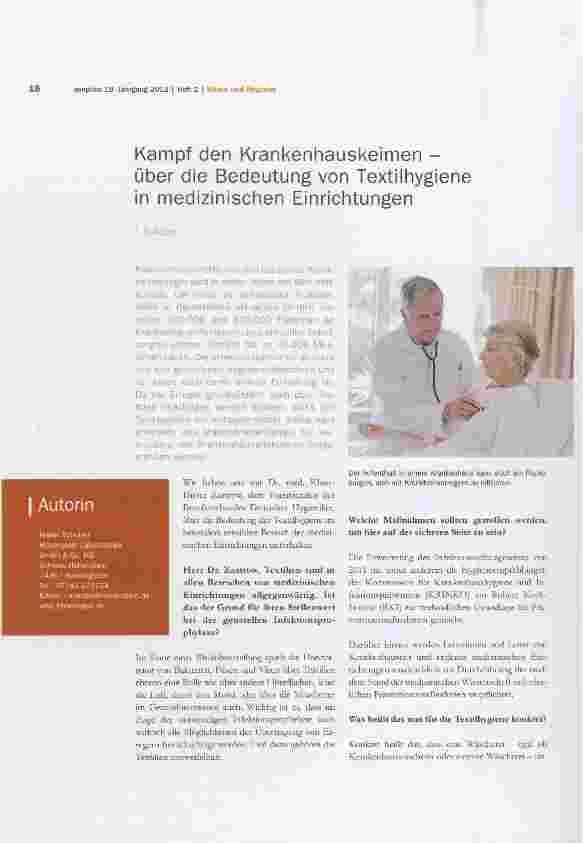 Vorschauseite 1: Kampf den Krankenhauskeimen über die Bedeutung von Textilhygiene in medizinischen Einrichtungen