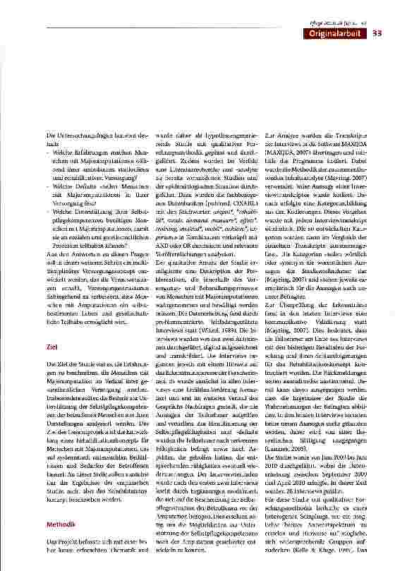 Vorschauseite 3: Optimierung der rehabilitativen Versorgung von Menschen mit Majoramputation -eine qualitative Studie