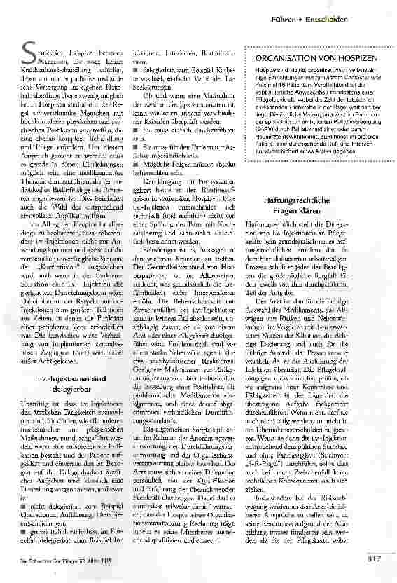 Vorschauseite 2: I.V.-Injektionen: Im Hopsiz oft die bessere Variante