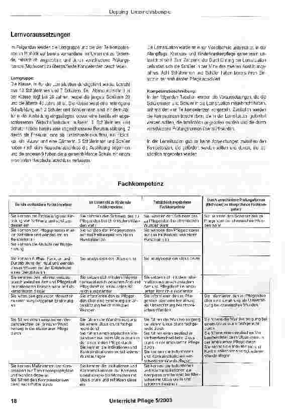 Vorschauseite 2: Lernsituation: Betreuung und Wundversor gung bei einem Menschen mit Ulcus cruris