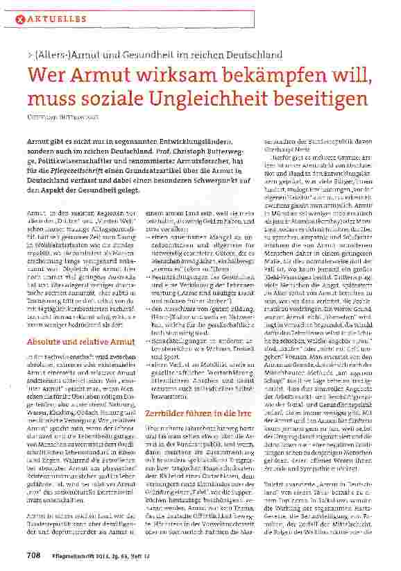 Vorschauseite 1: Wer Armut wirksam bekämpfen will, muss soziale Ungleichheit beseitigen
