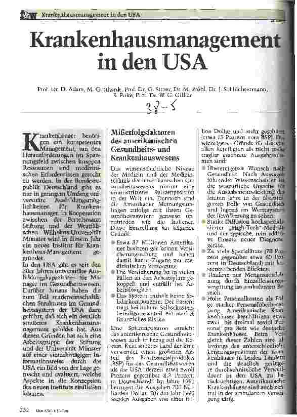 Vorschauseite 1: Krankenhausmanagement in den USA