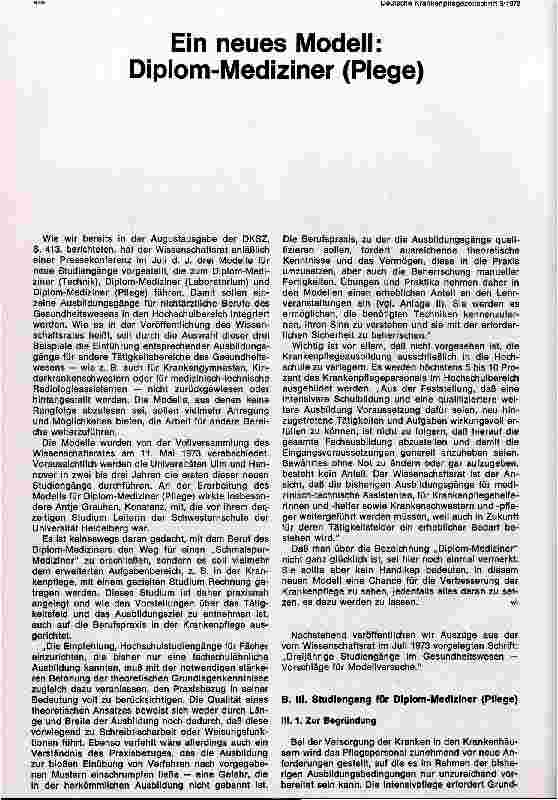 Vorschauseite 1: Ein neues Modell: Diplom Mediziner(Pflege)