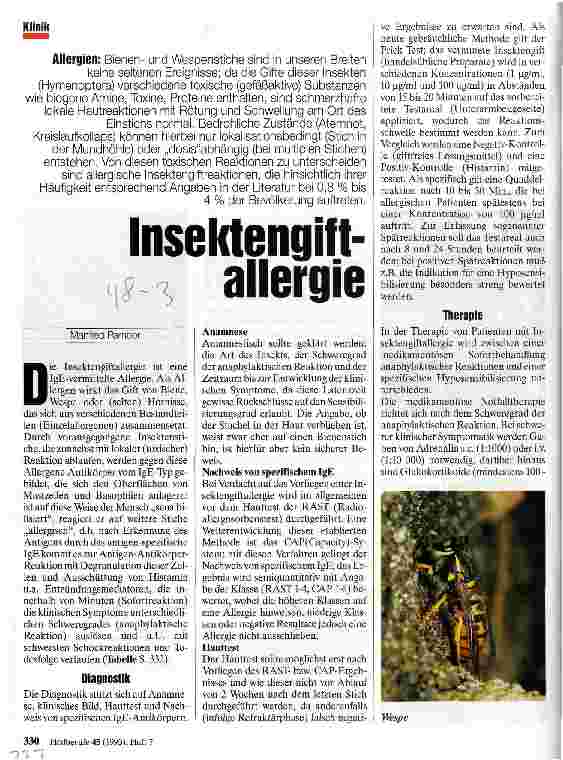 Vorschauseite 1: Insektengiftallergie