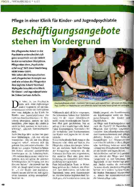 Vorschauseite 1: Beschäftigungsangebote stehen im Vordergrund