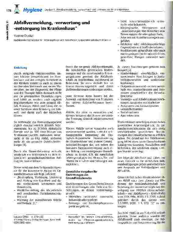 Vorschauseite 1: Abfallvermeidung, -verwertung und -entsorgung im Krankenhaus