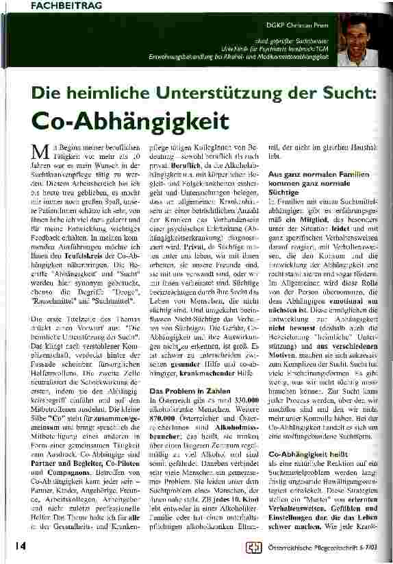 Vorschauseite 1: Die heimliche Unterstützung der Sucht: Co-Abhängigkeit