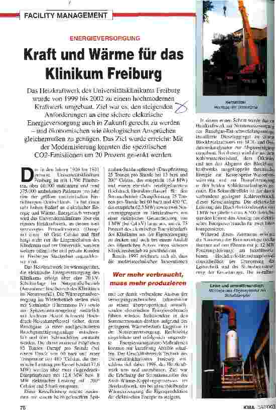 Vorschauseite 1: Kraft und Wärme für das Klinikum Freiburg