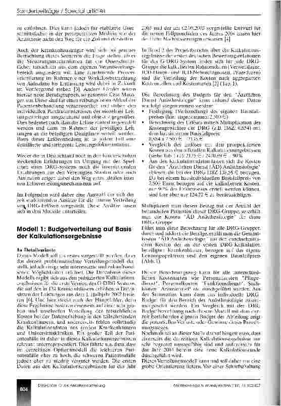 Vorschauseite 2: Der richtige Anteil der DRG-Erlöse für die Anästhesieabteilung