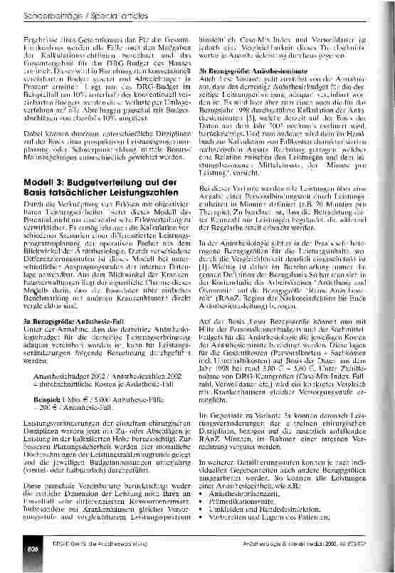 Vorschauseite 4: Der richtige Anteil der DRG-Erlöse für die Anästhesieabteilung