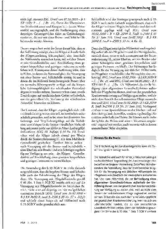 Vorschauseite 5: Zum Anspruch auf eine elektrische Schiebeund Bremshilfe bei vollstationärer Pflege