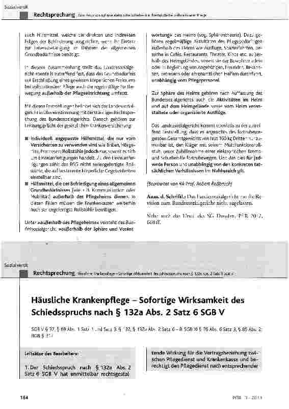 Vorschauseite 6: Zum Anspruch auf eine elektrische Schiebeund Bremshilfe bei vollstationärer Pflege