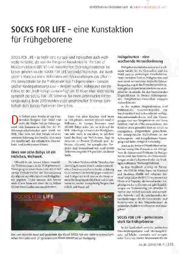 Vorschauseite 1: SOCKS FOR LIFE - eine Kunstaktion für Frühgeborene