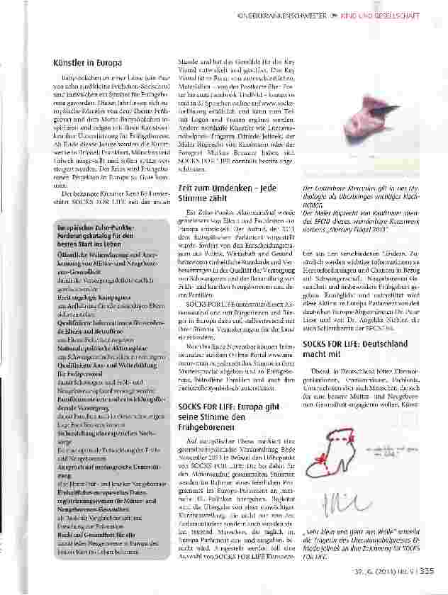 Vorschauseite 3: SOCKS FOR LIFE - eine Kunstaktion für Frühgeborene