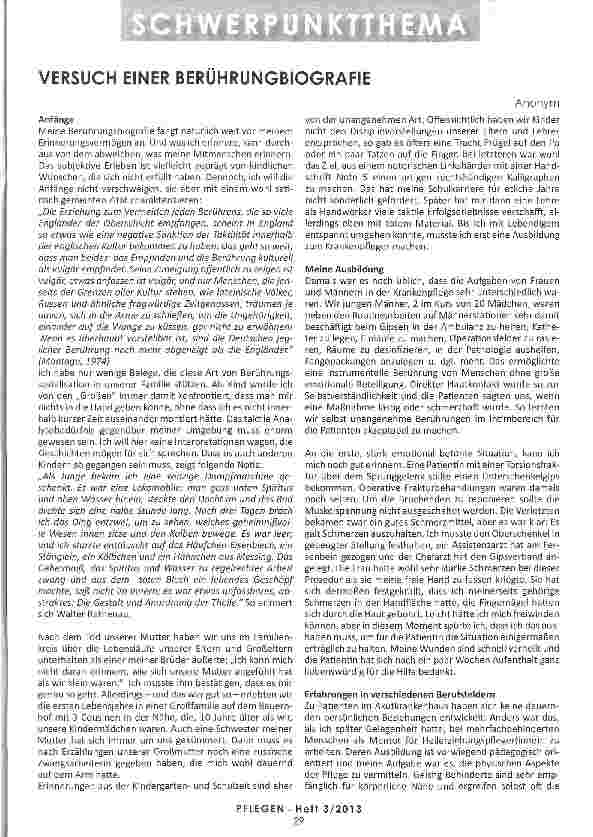 Vorschauseite 1: VERSUCH EINER BERUHRUNGBIOGRAFIE