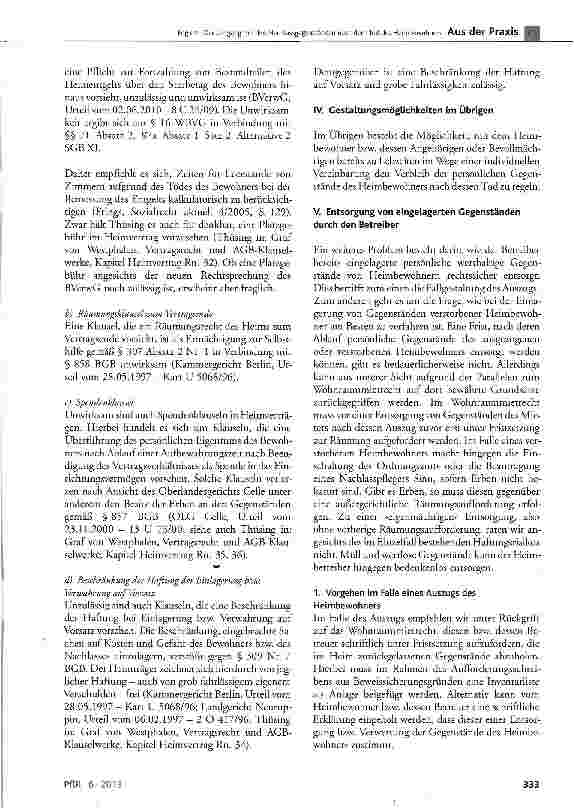 Vorschauseite 3: Der Umgang mit den Nachlassgegenstän den nach dem Tod des Heimbewohners