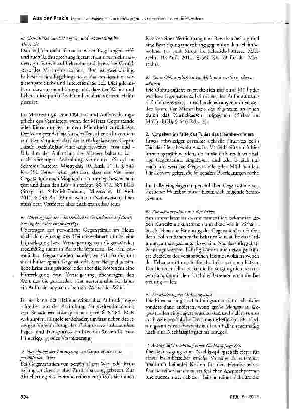 Vorschauseite 4: Der Umgang mit den Nachlassgegenstän den nach dem Tod des Heimbewohners