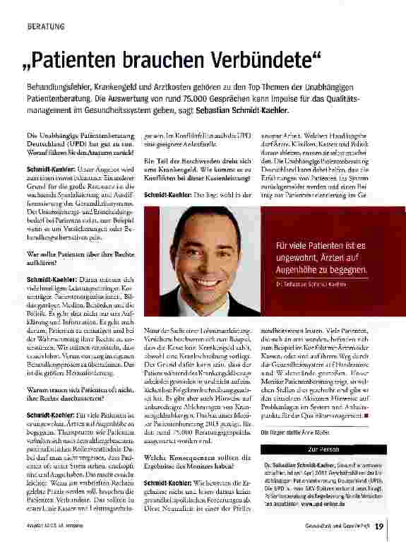 Vorschauseite 1: „Patienten brauchen Verbündete
