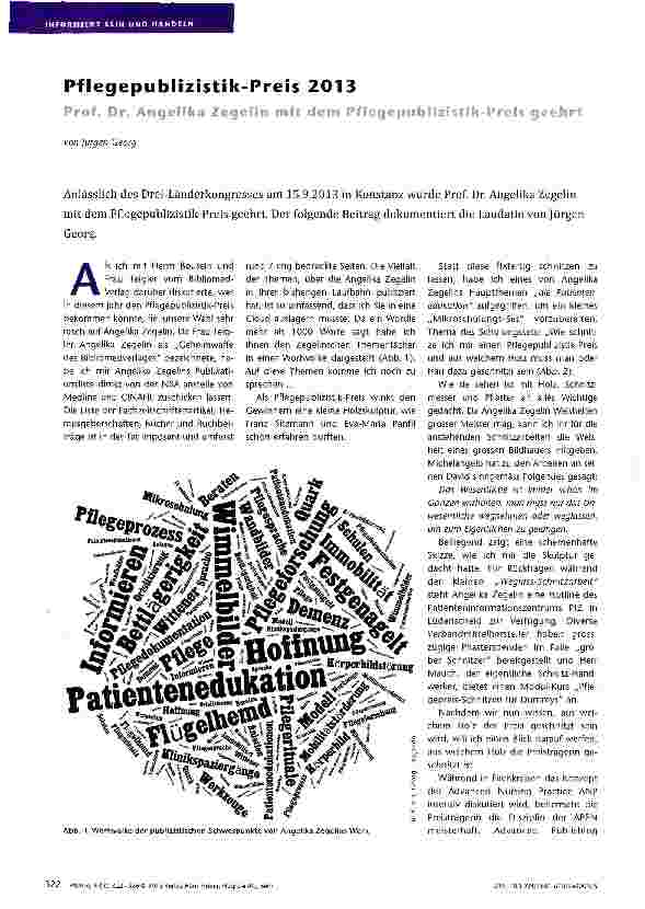 Vorschauseite 1: Pflegepublizistik-Preis 2013
