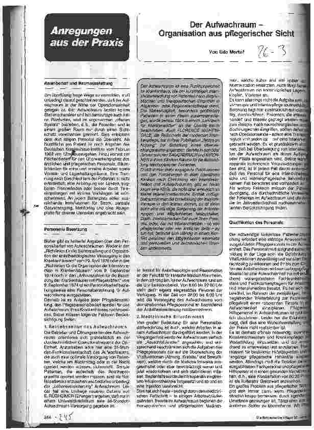 Vorschauseite 1: Der Aufwachraum - Organisation aus pflegerischer Sicht