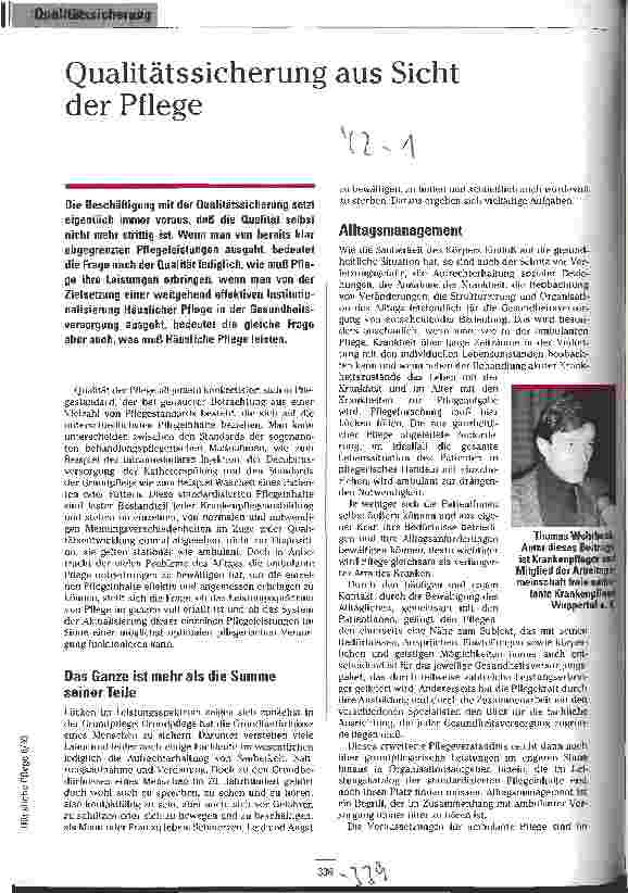 Vorschauseite 1: Qualitätssicherung aus Sicht der Pflege