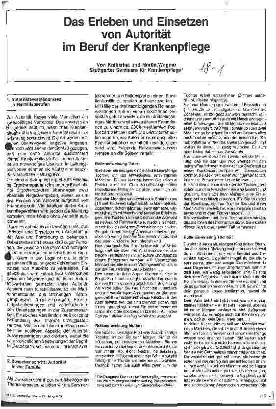Vorschauseite 1: Das Erleben und Einsetzen von Autorität im Beruf der Krankenpflege