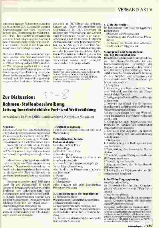 Vorschauseite 1: Zur Diskussion: Rahmen-Stellenbeschreibung Leitung Innerbetriebliche Fortund Weiterbildung