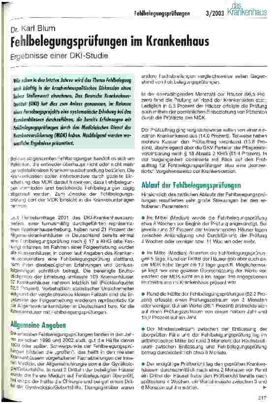 Vorschauseite 1: Fehlbelegungsprüfungen im Krankenhaus