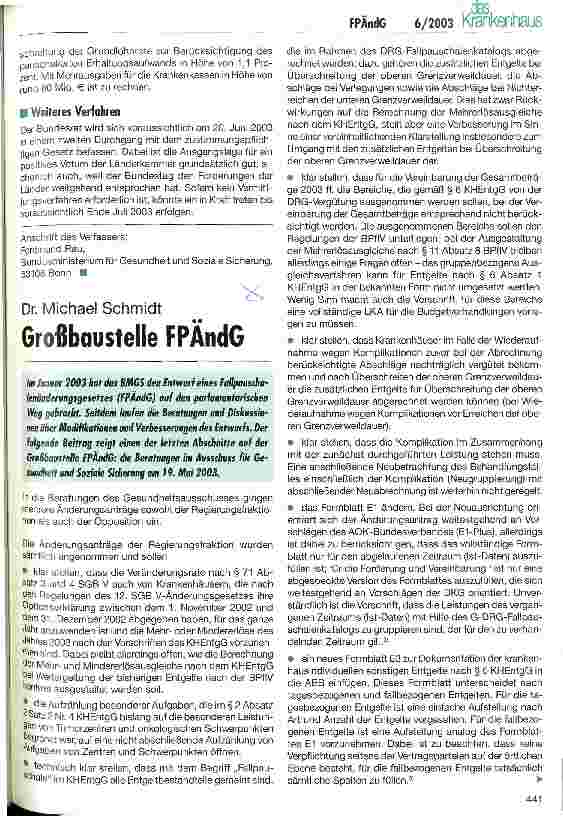 Vorschauseite 1: Großbaustelle FPÄndG