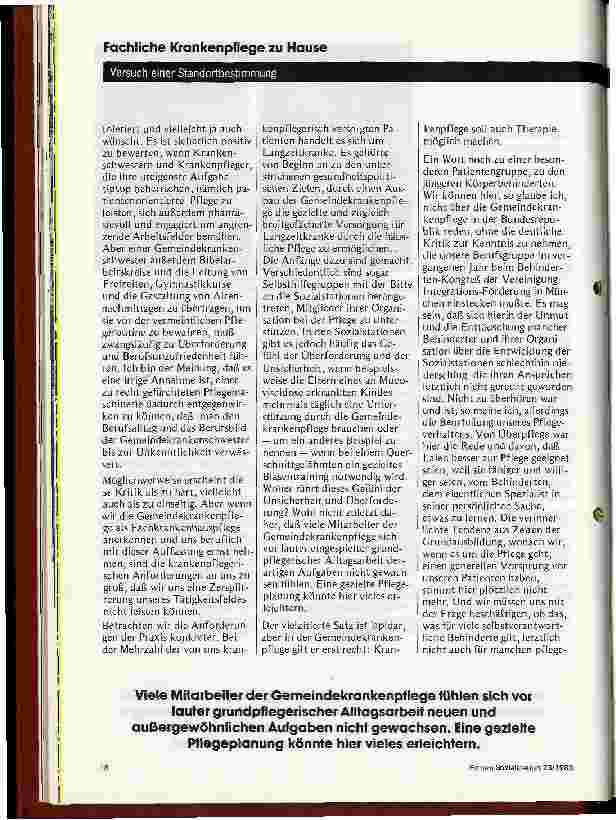 Vorschauseite 6: Fachliche Krankenpflege zu Hause Versuch einer Standortbestimmung