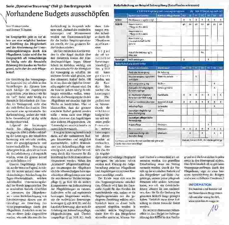 Vorschauseite 1: Vorhandene Budgets ausschöpfen