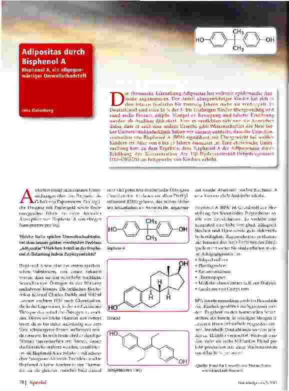 Vorschauseite 1: Adipositas durch Bisphenol A Bisphenol A, ein allgegenwärtiger Umweltschadstoff