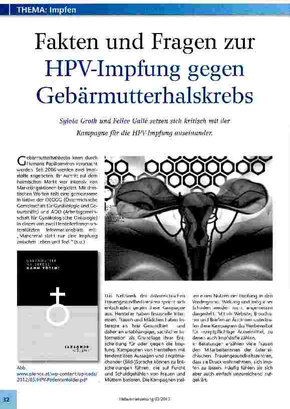 Vorschauseite 1: Fakten und Fragen zur HPV-Impfung gegen Gebärmutterhalskrebs