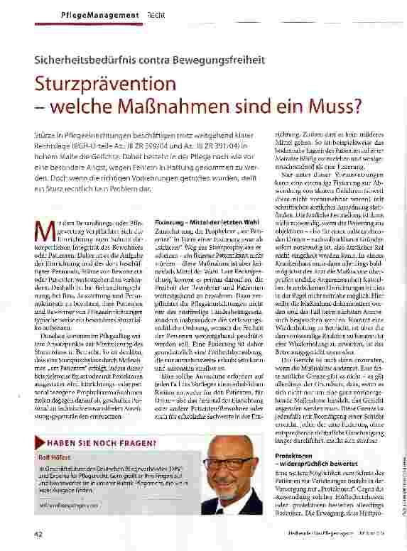 Vorschauseite 1: Sturzprävention - welche Maßnahmen sind ein Muss?