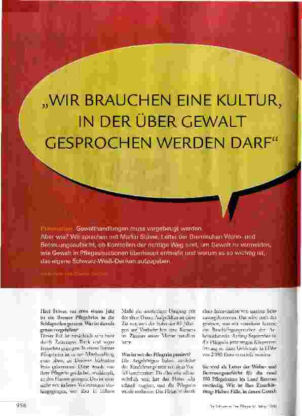 Vorschauseite 1: „WIR BRAUCHEN EINE KULTUR, IN DER ÜBER GEWALT GESPROCHEN WERDEN DARF