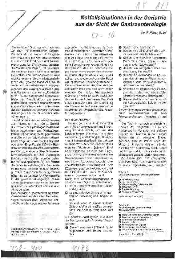 Vorschauseite 1: Notfallsituationen in der Geriatrie aus der Sicht der Gastroenterologie